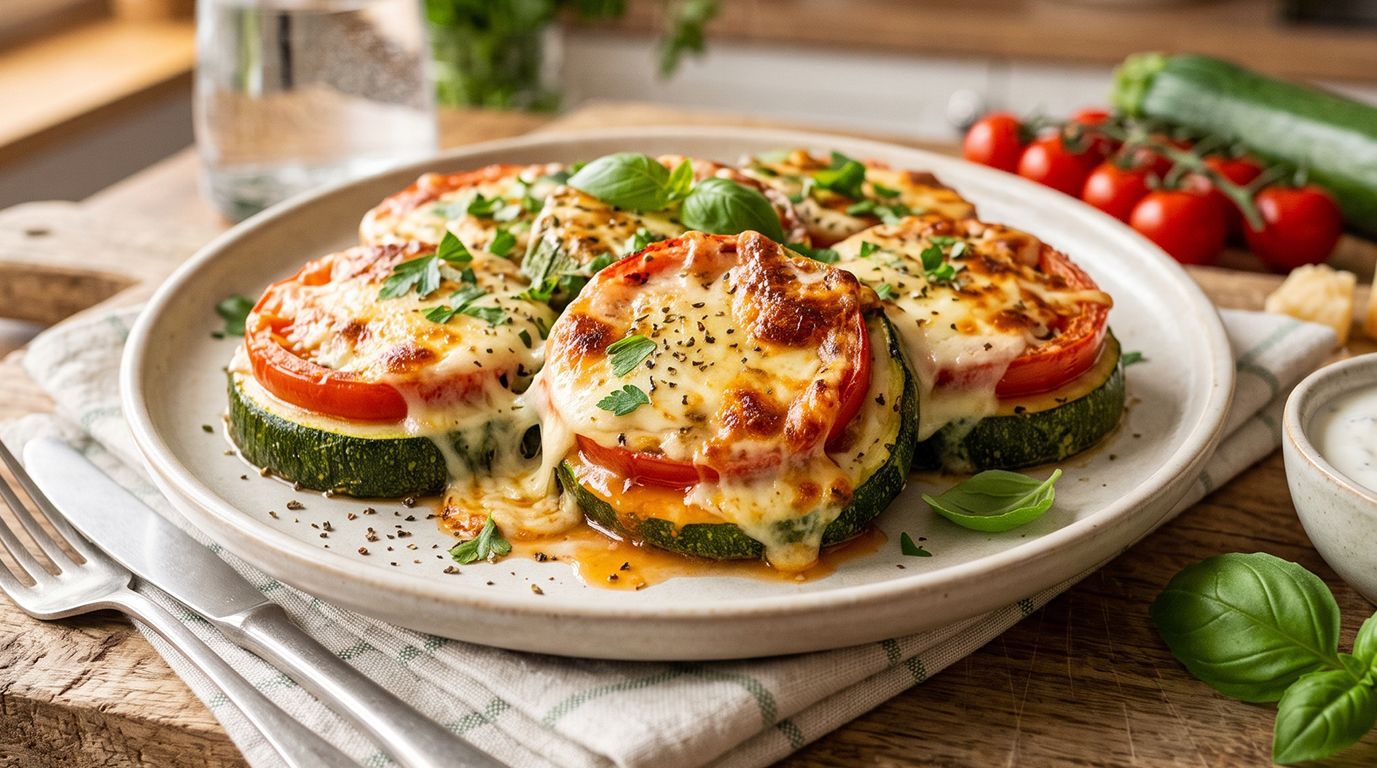 Кабачки с помидорами и сыром