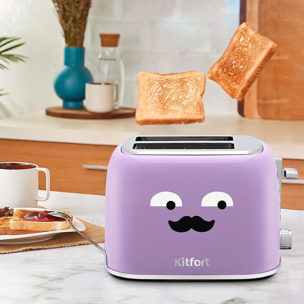 Тостер Kitfort КТ-6218-3, лавандовый - фото 4