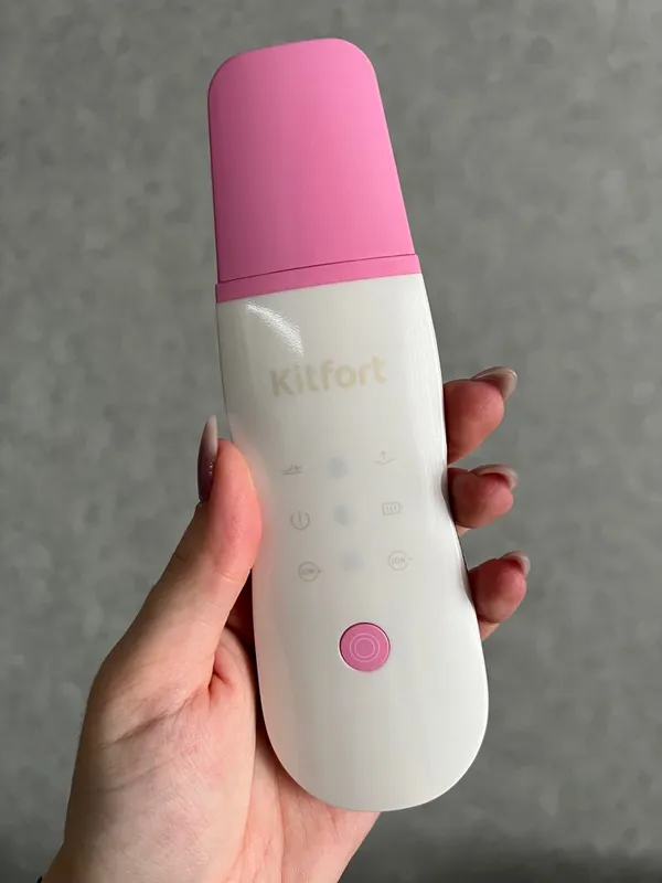 Аппарат для ультразвуковой чистки лица Kitfort КТ-3120-1, бело-розовый - фото 2