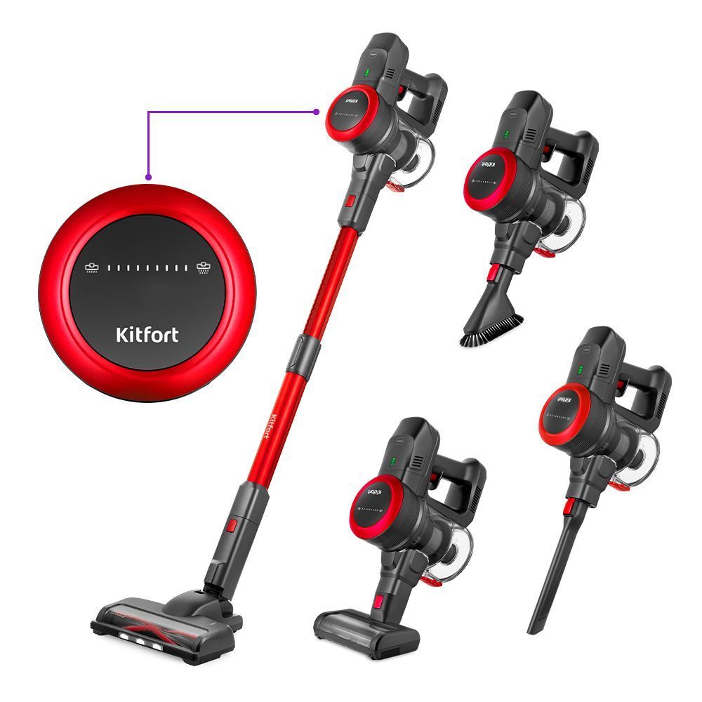 Вертикальный пылесос Kitfort КТ-5175-2, красный (уценка)