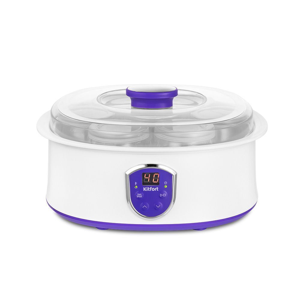 Йогуртница Kitfort КТ-2088-1, бело-фиолетовая (уценка)