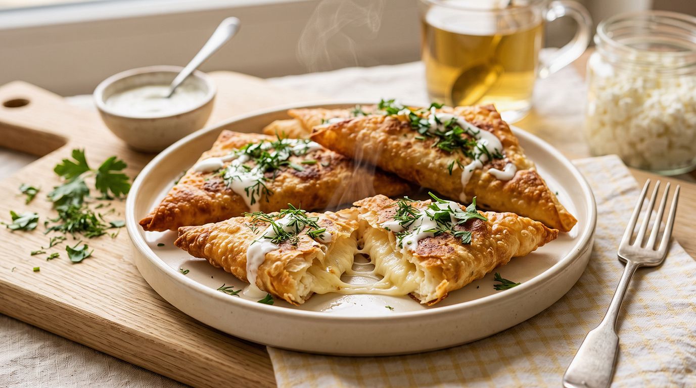 Треугольники из лаваша с творогом и сыром