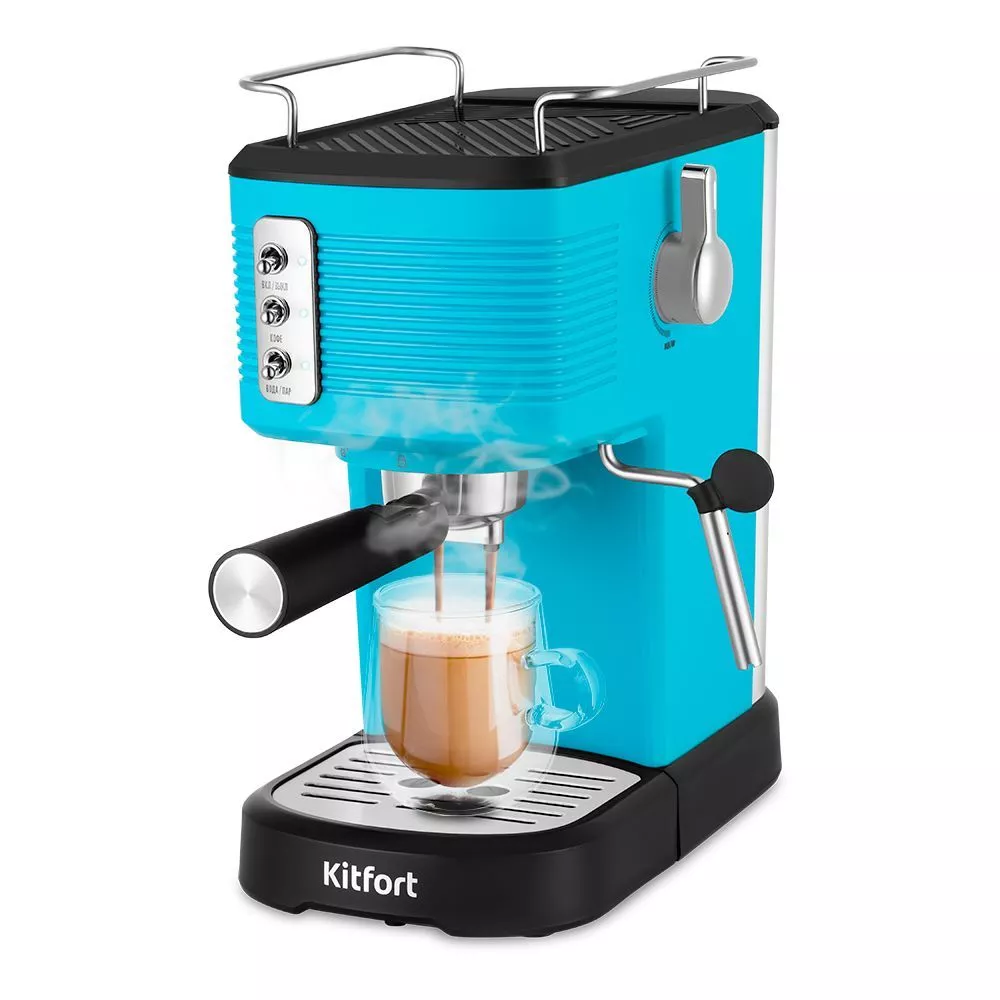 Кофеварка Kitfort КТ-7180-2, чёрно-бирюзовый купить по цене 5 590 ...