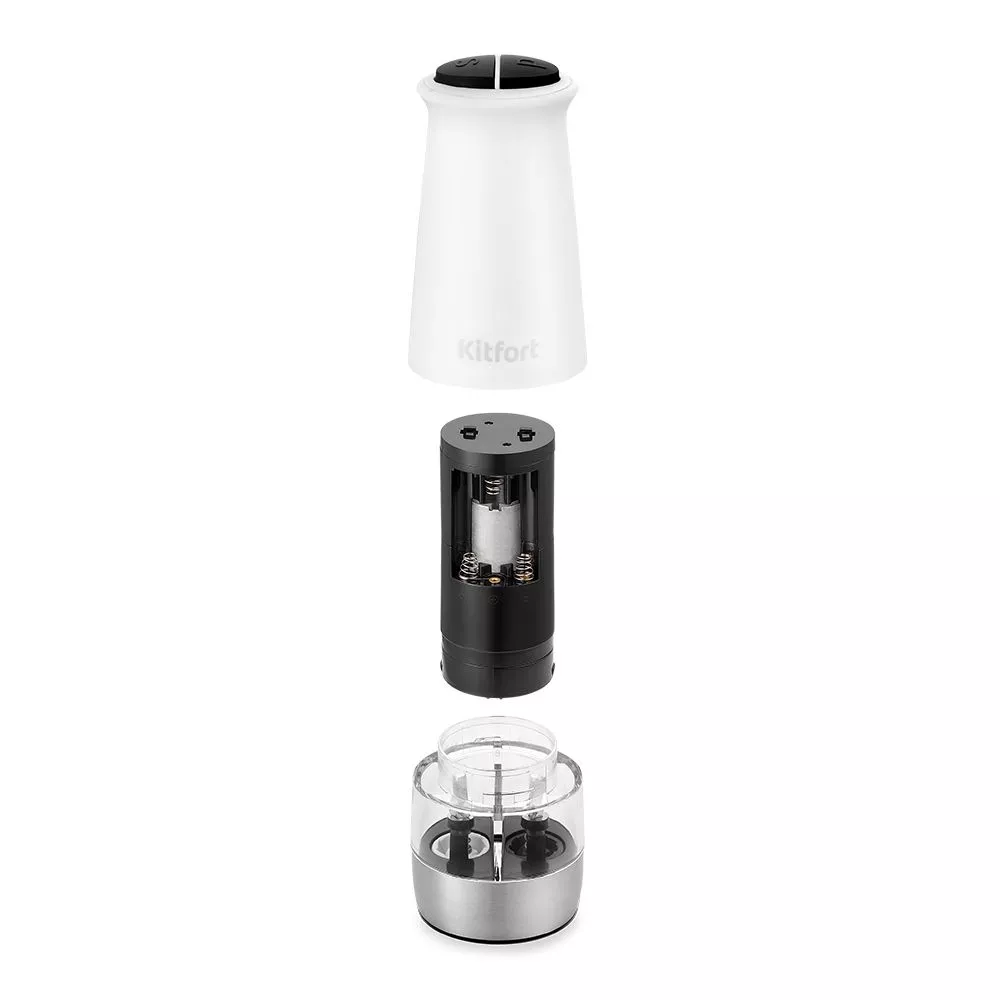 Автоматическая мельница для соли и перца Kitfort КТ-6013-2, белая ...